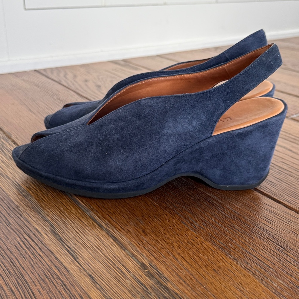 L’amour des pieds Odette suede sling back peep toe pumps size 9.5 - Picture 3 of 8